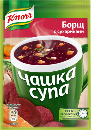 Суп Чашка супа Борщ с сухариками